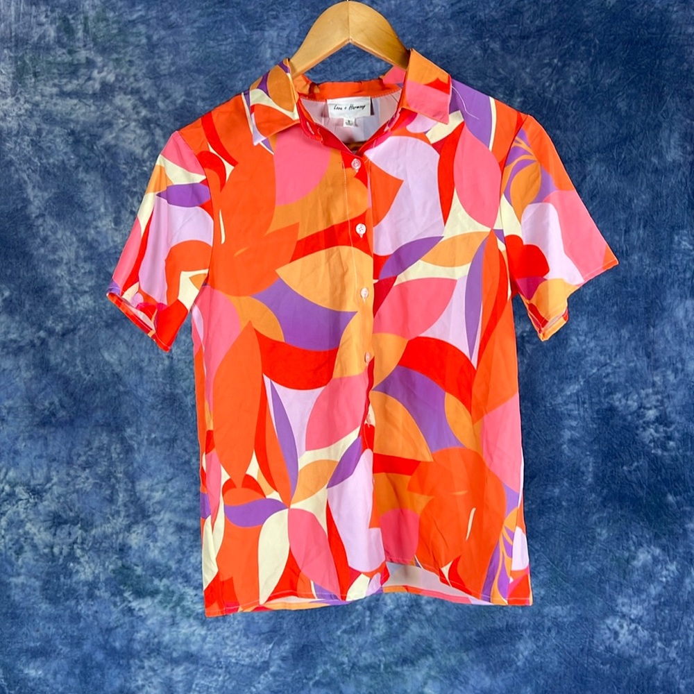 Love + Harmony Colorful Button Down Shirt Sz S